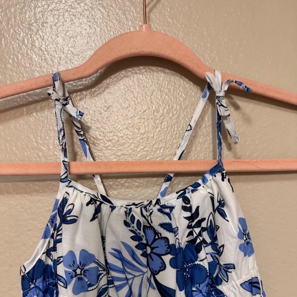 Floral Blue and White Girls Sundress - Picture 4 of 7